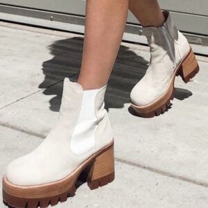 Free People Jeffrey Campbell Preston Platform Ankle Boots in Bone